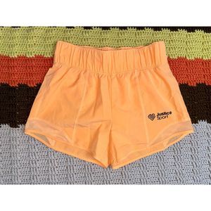 Neon Orange Justice Sport Running Shorts, Girls Size Large